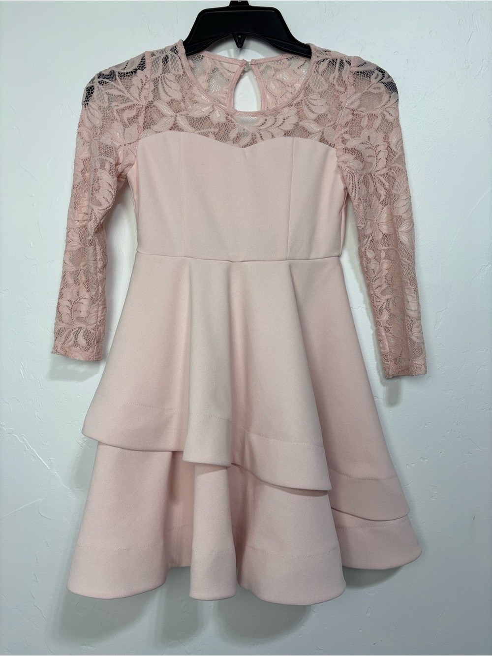 Rare Editions Girls Lace Pink Formal Dress Size 8 Party Wedding Tiered